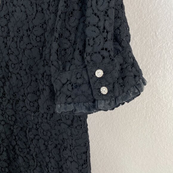 NEW Zara Womens Plus XXL Black Lace Dress Ruffle Details & Jewel Buttons - Picture 9 of 16